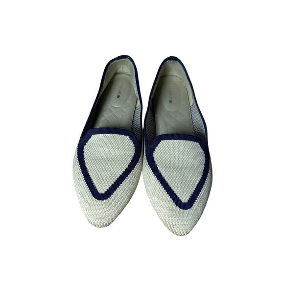Birdies Shoes Blackbird Knit Navy Tan Point Toe Flats Size Women's 8.5 - Picture 1 of 7